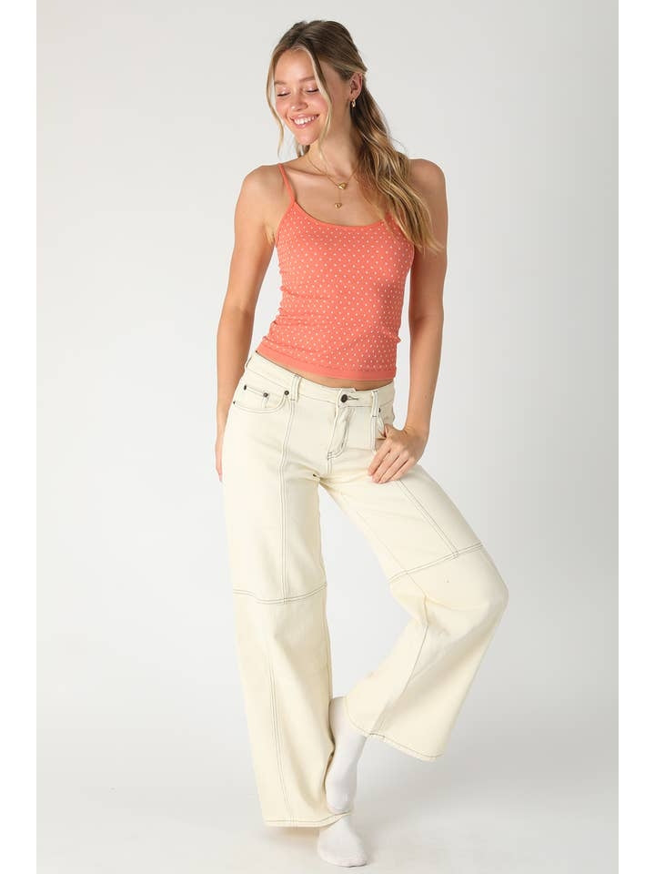 Polka Dot Stripe Cami in Teracotta