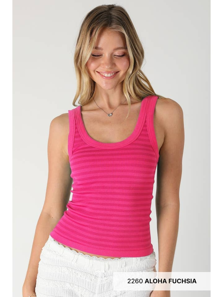 Reversible Stripe Tank Top in Aloha Fuchsia