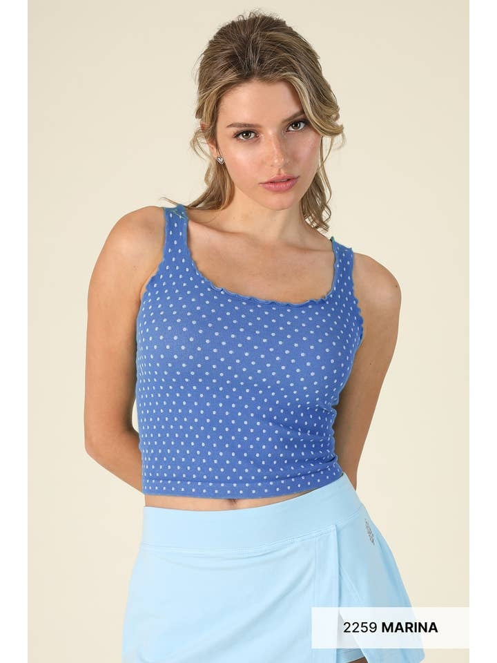Polka Dot Edge Crop Top in Marina
