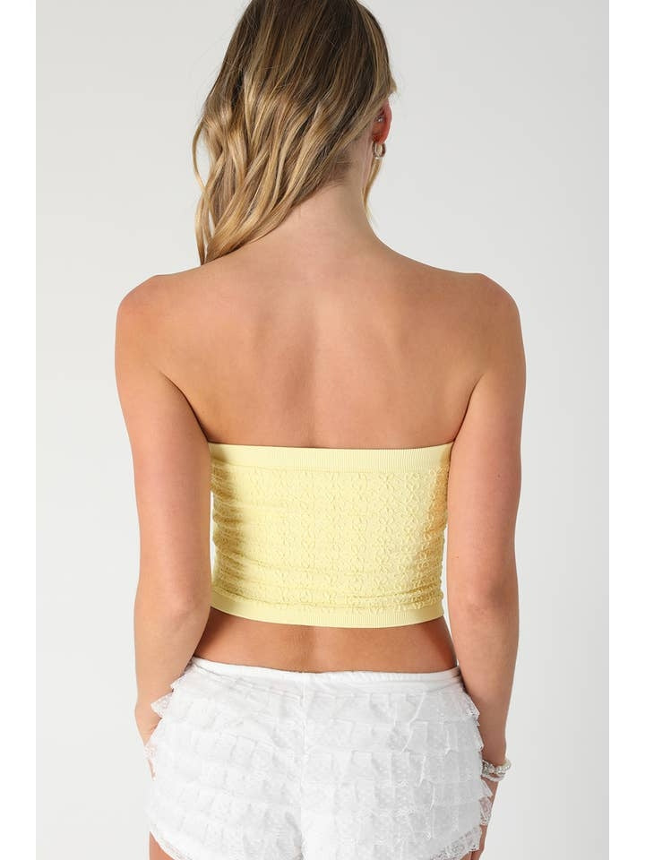 Floral Lace Tube Top in Pale Banana