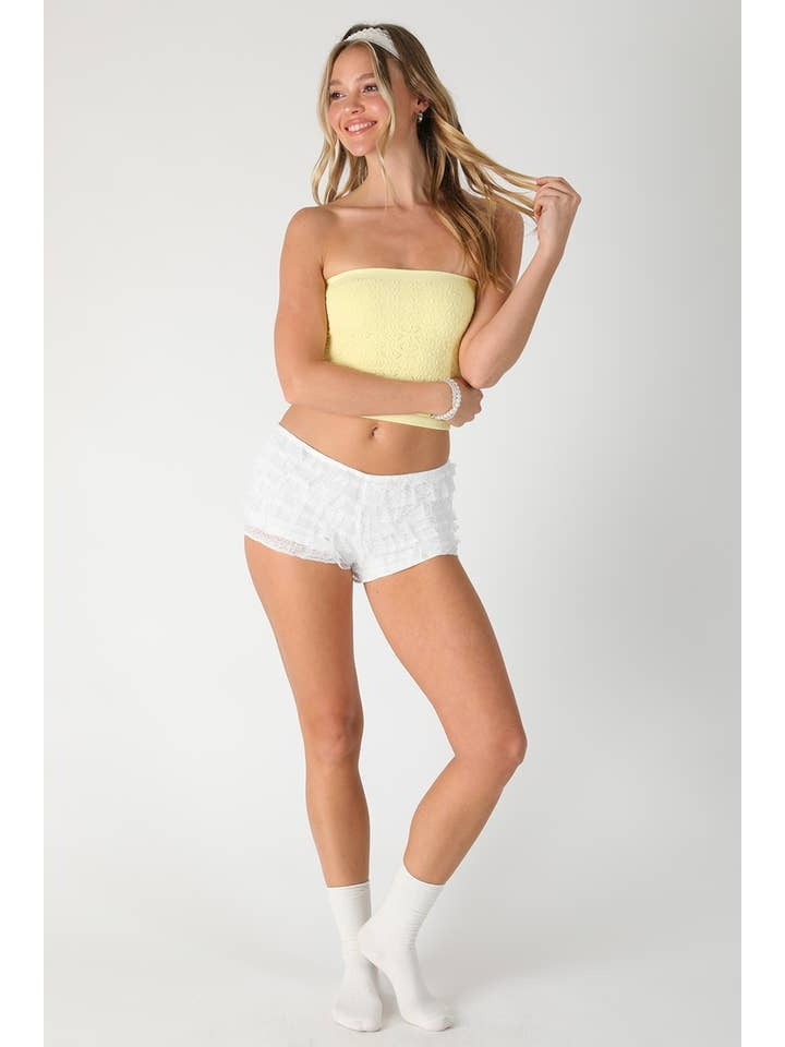 Floral Lace Tube Top in Pale Banana