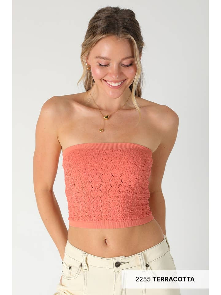 Floral Lace Tube Top in Terracottoa