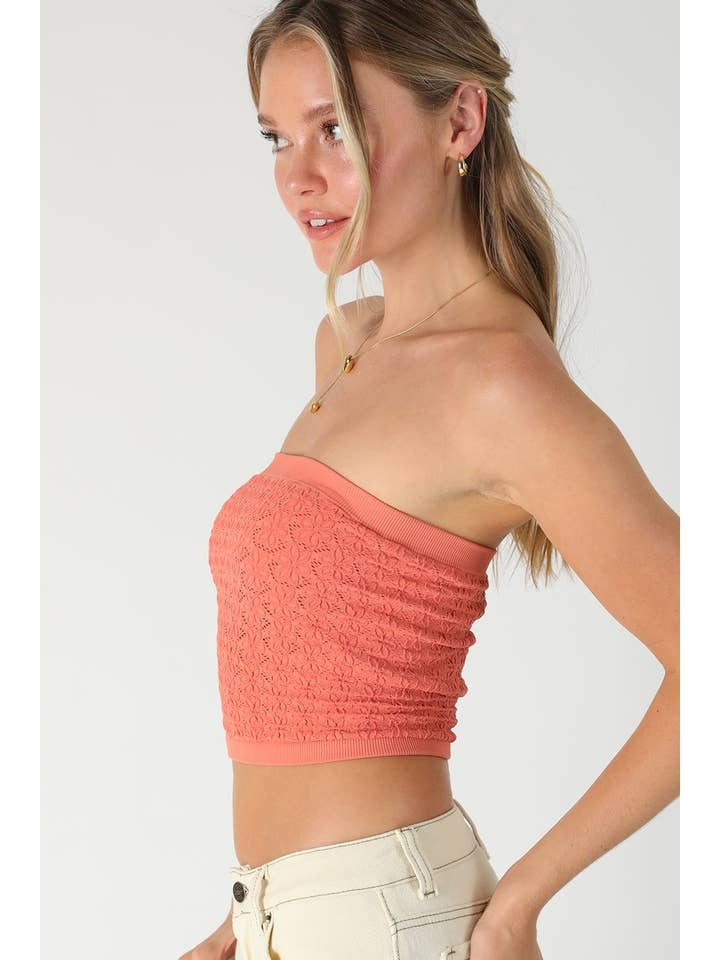 Floral Lace Tube Top in Terracottoa
