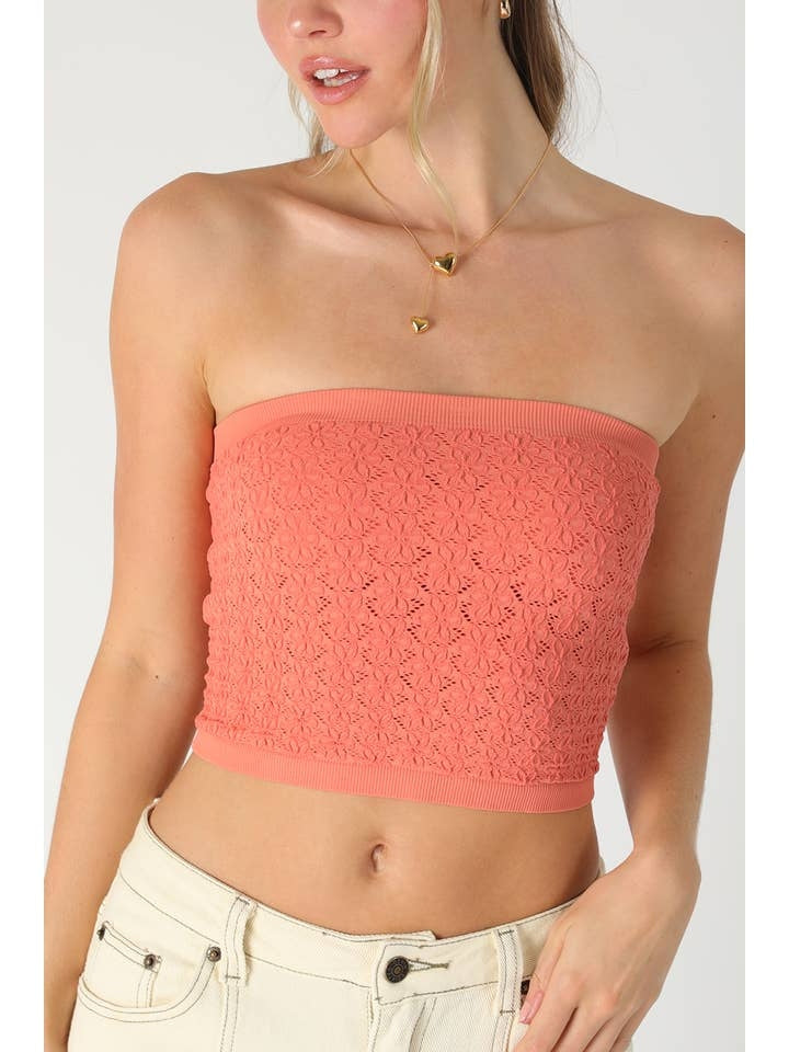 Floral Lace Tube Top in Terracottoa