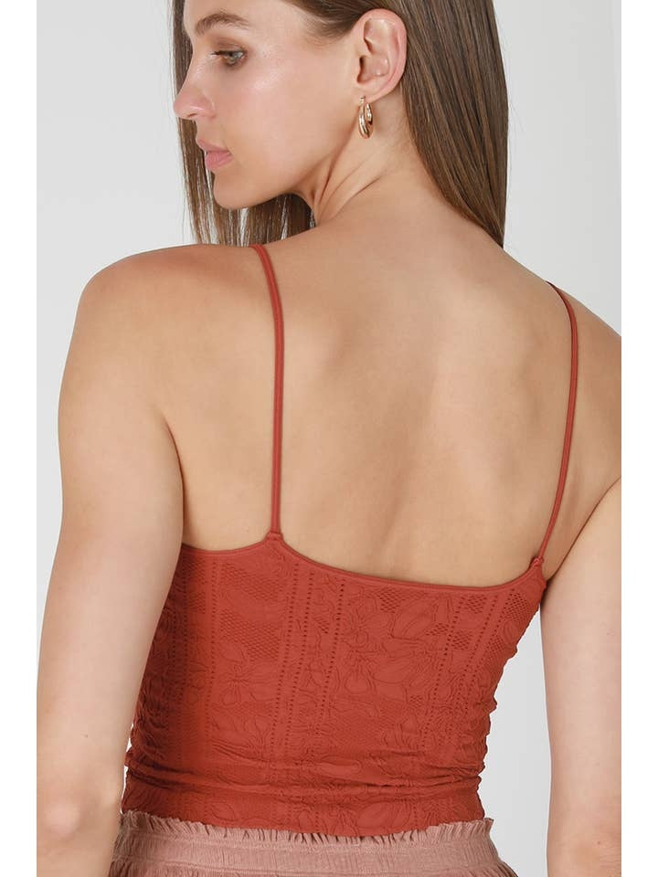 Double Lace Trim Cami in Chili Oil