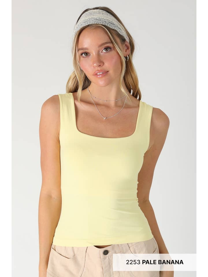 Clean Line Square Top in Pale Banana