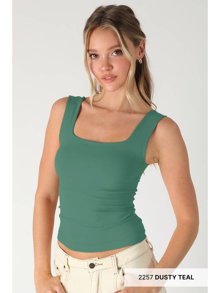 Clean Line Square Top in Dusty Teal