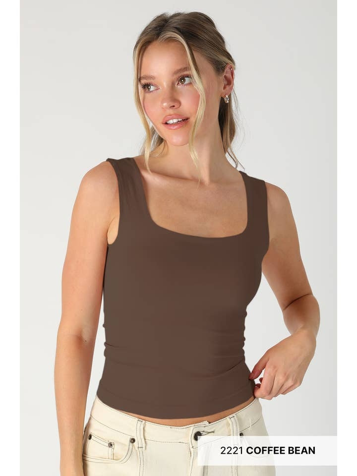 Clean Line Square Top in Coffee Bean