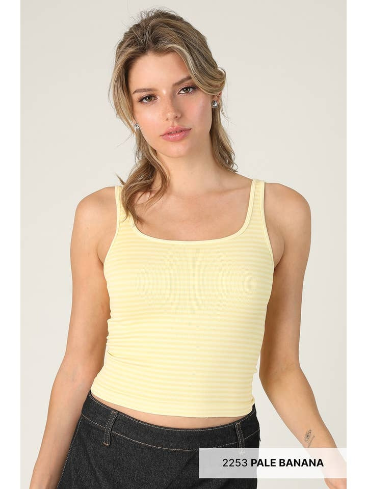 Striped Tank Top in Pale Banana