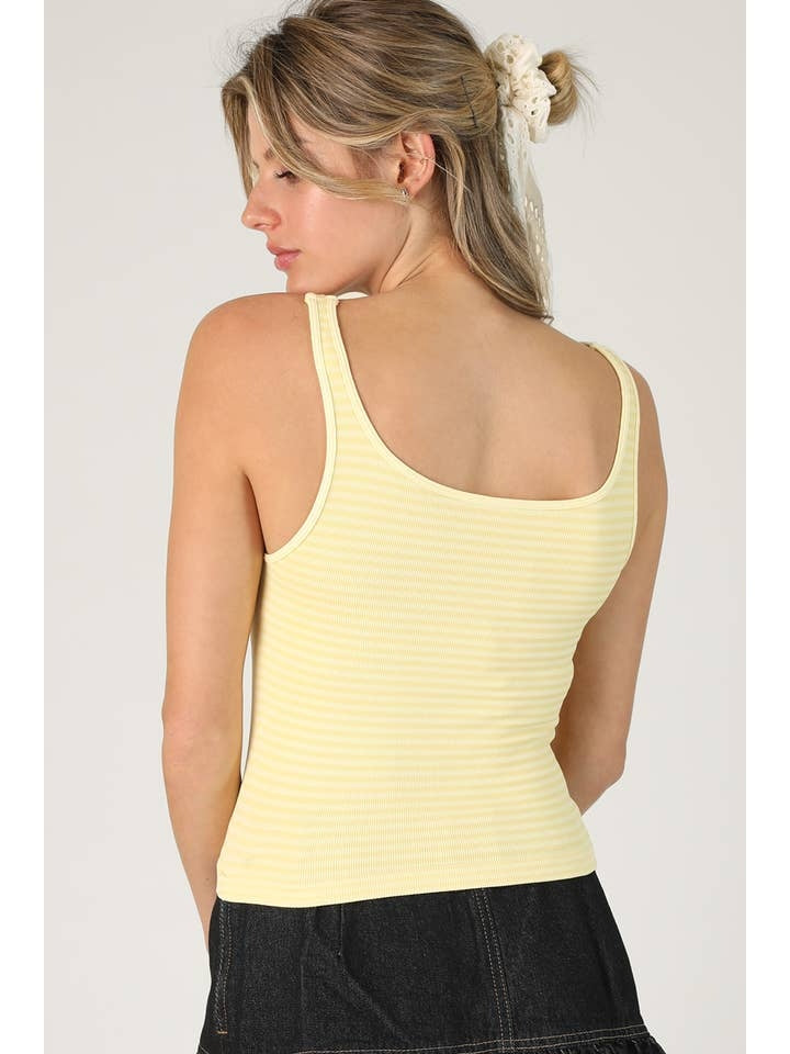 Striped Tank Top in Pale Banana