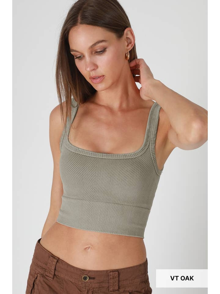 Vintage Chevron Crop Top in Oak