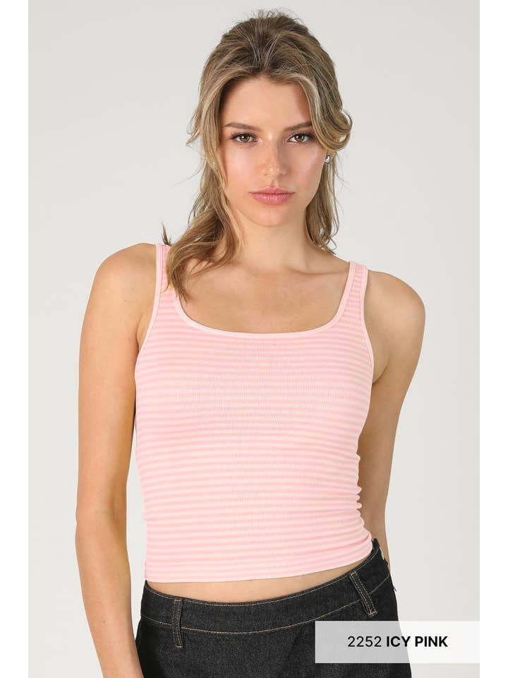 Striped Tank Top in Icy Pink
