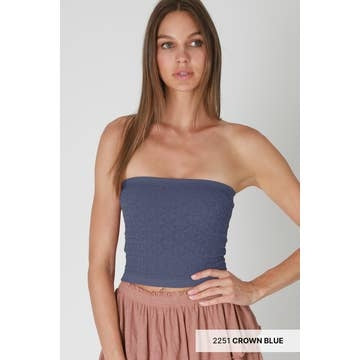 Floral Lace Tube Top in Crown Blue