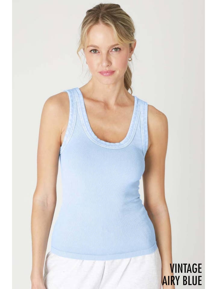 Vintage Reversible Ribbed Tank Top in Airy Blue