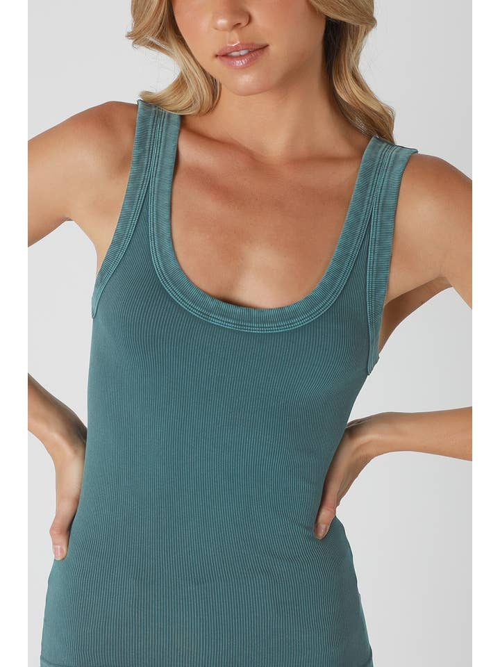 Vintage Reversible Ribbed Tank Top in Mist Teal