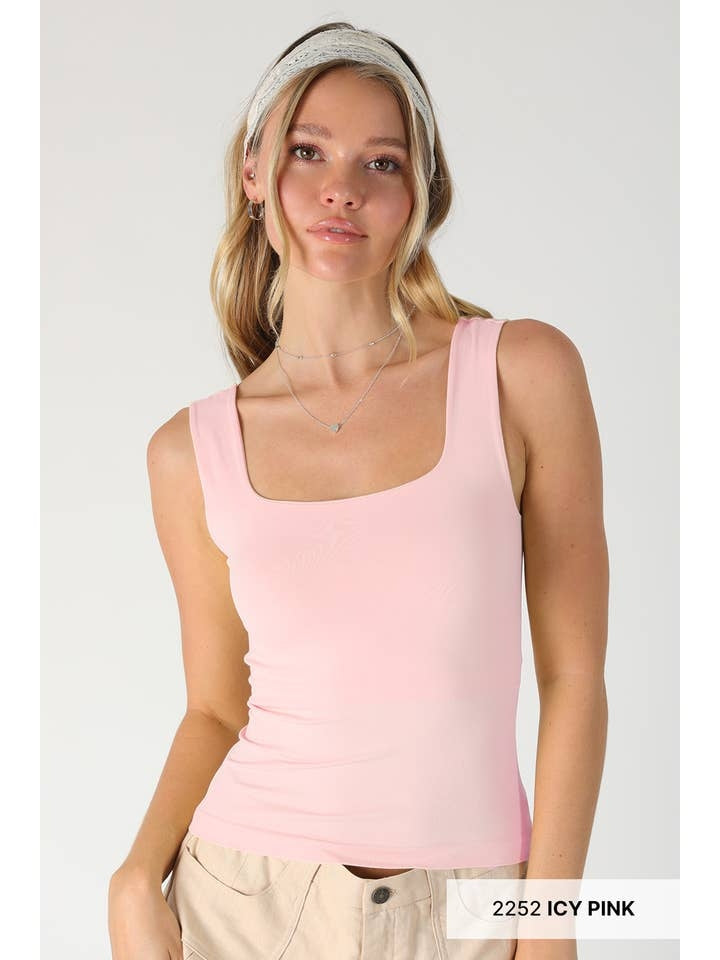 Clean Line Square Top in Icy Pink