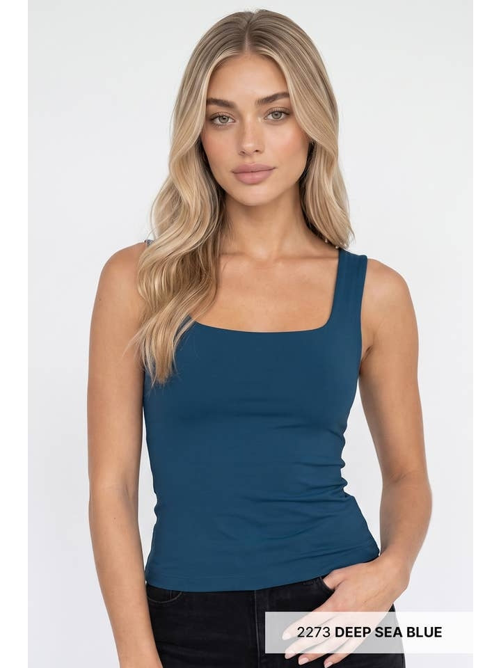 Clean Line Square Top in Deep Sea Blue