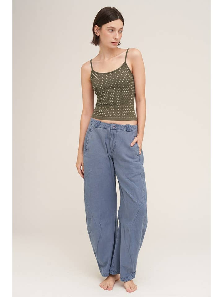Polka Dot Strap Cami in Earth Olive