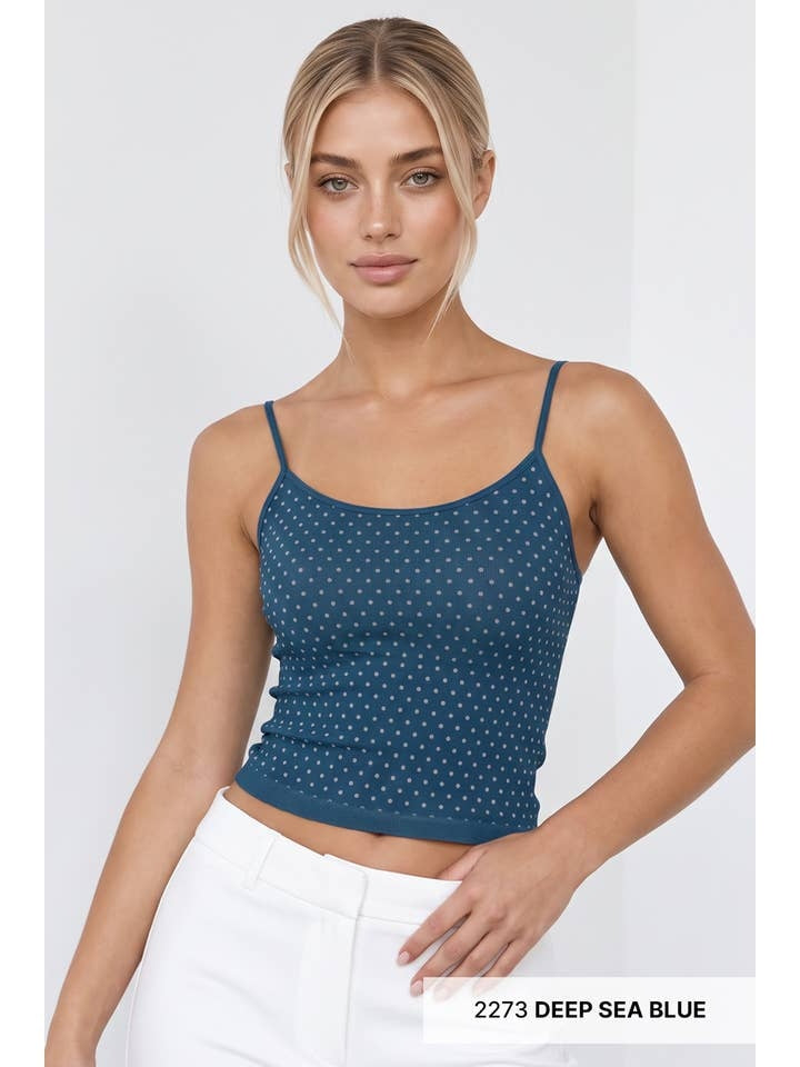 Polka Dot Strap Cami in Deep Sea Blue