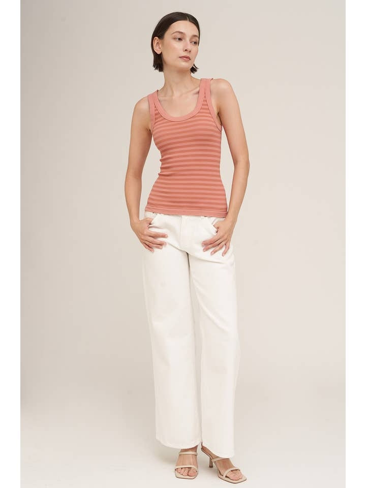 Reversible Stripe Tank Top in Ash Rose