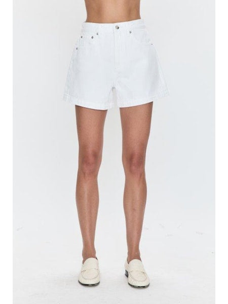 Pistola Saige High Rise A Line Short in Polished White