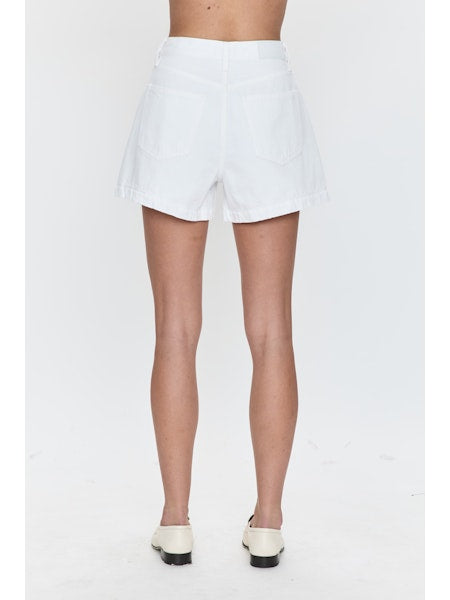 Pistola Saige High Rise A Line Short in Polished White