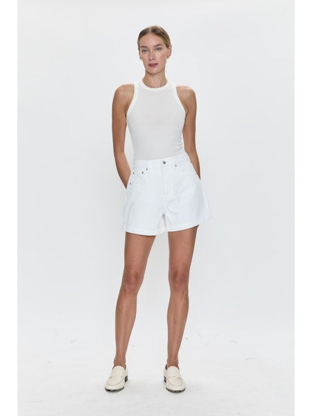 Pistola Saige High Rise A Line Short in Polished White