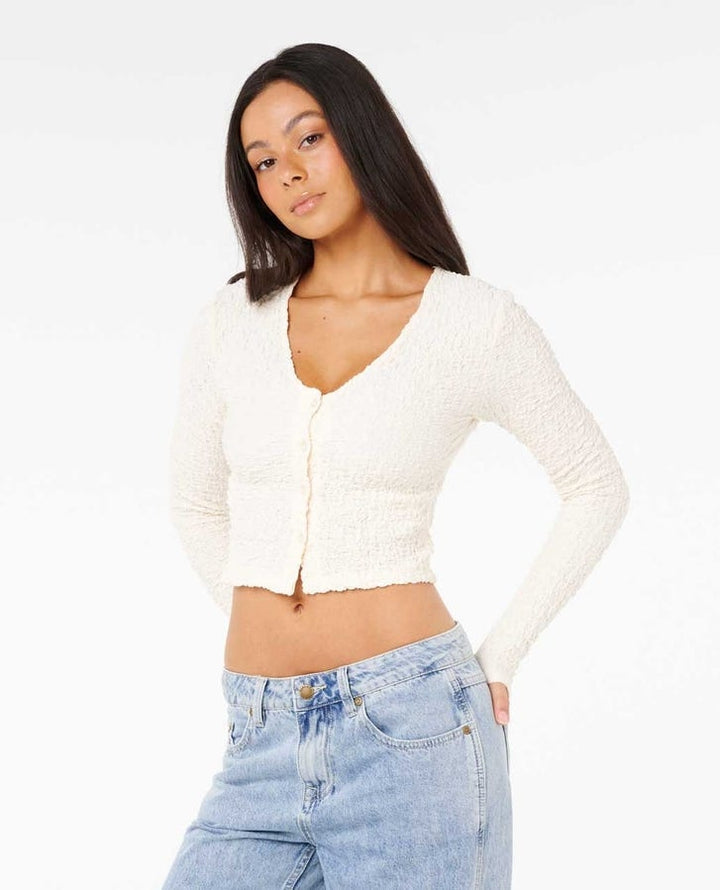 Sunset Luau Texture LS Tee in Shell