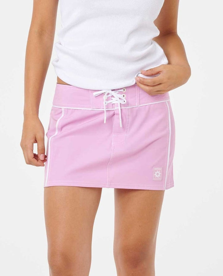 Stephanie Gilmore Spliced Boardshort Skirt in Mauve