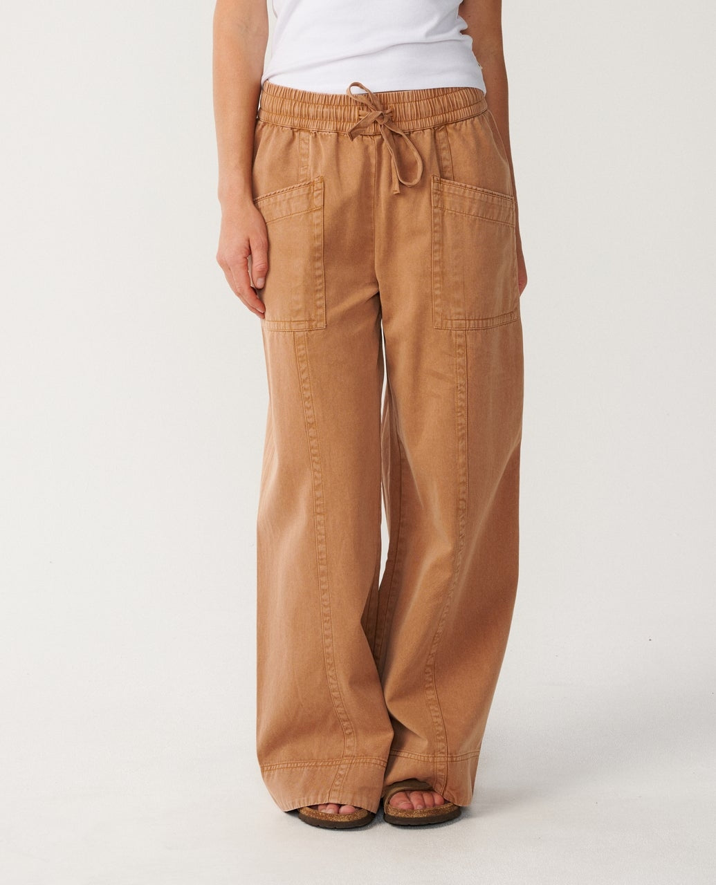 Bossa Nova Twill Wide Leg Pant in Brown