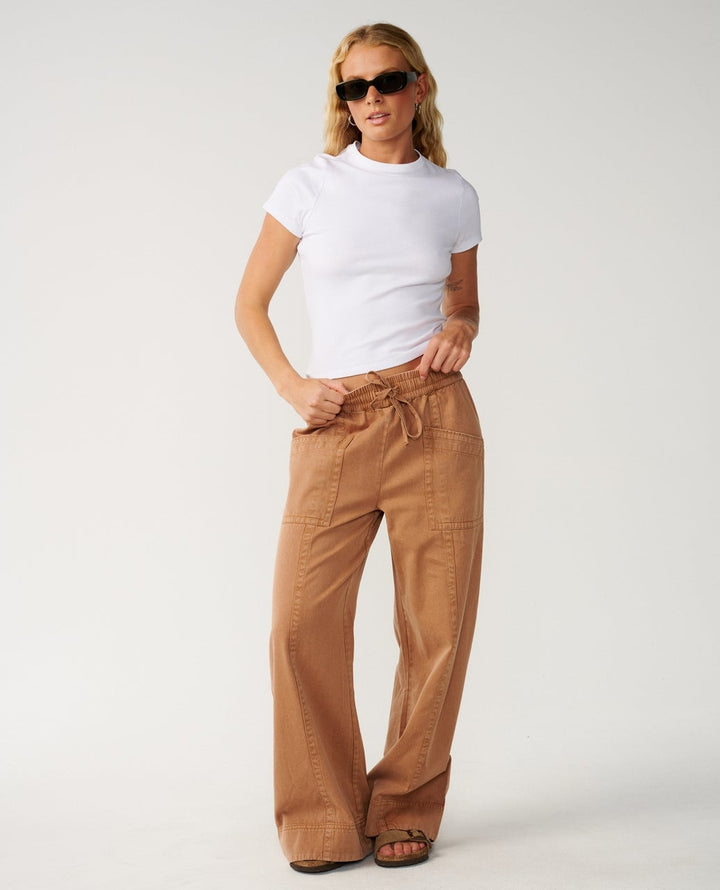 Bossa Nova Twill Wide Leg Pant in Brown