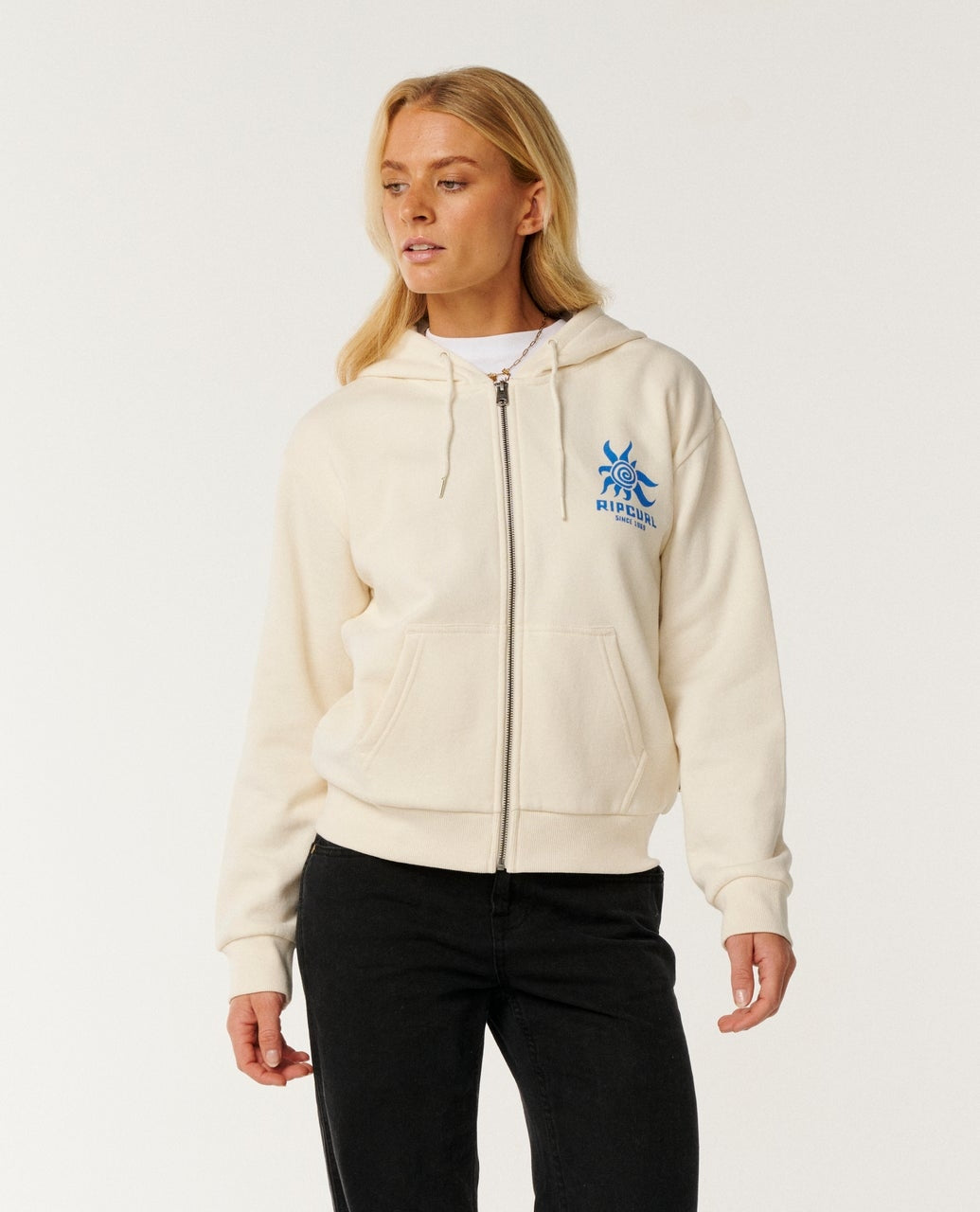 Paraiso Standard Zip Thru Hoodie in Bone