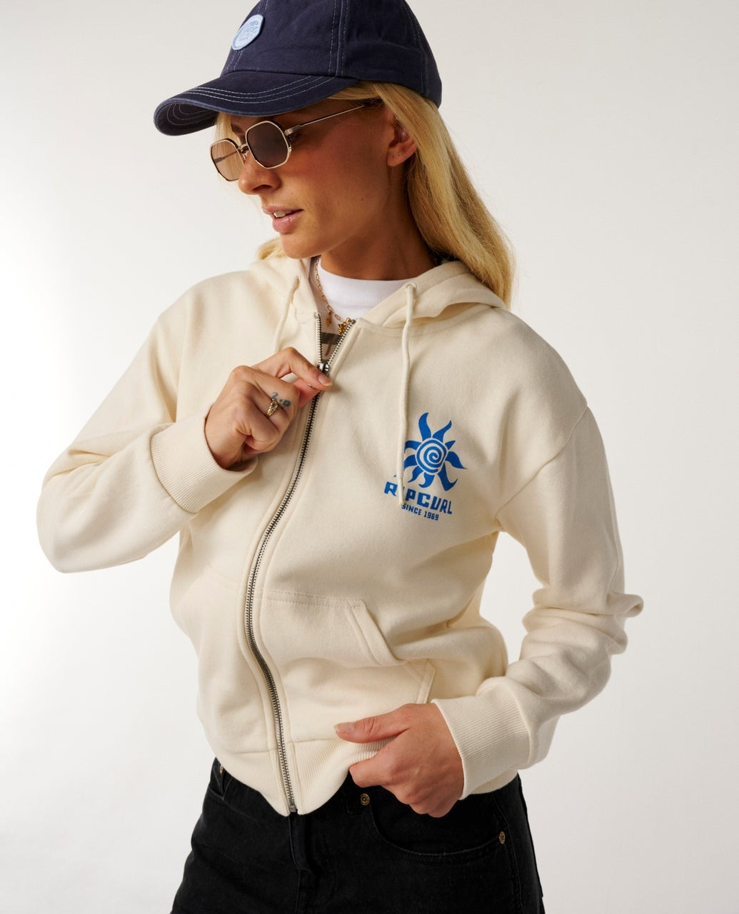 Paraiso Standard Zip Thru Hoodie in Bone