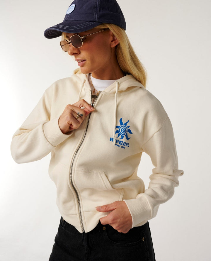 Paraiso Standard Zip Thru Hoodie in Bone
