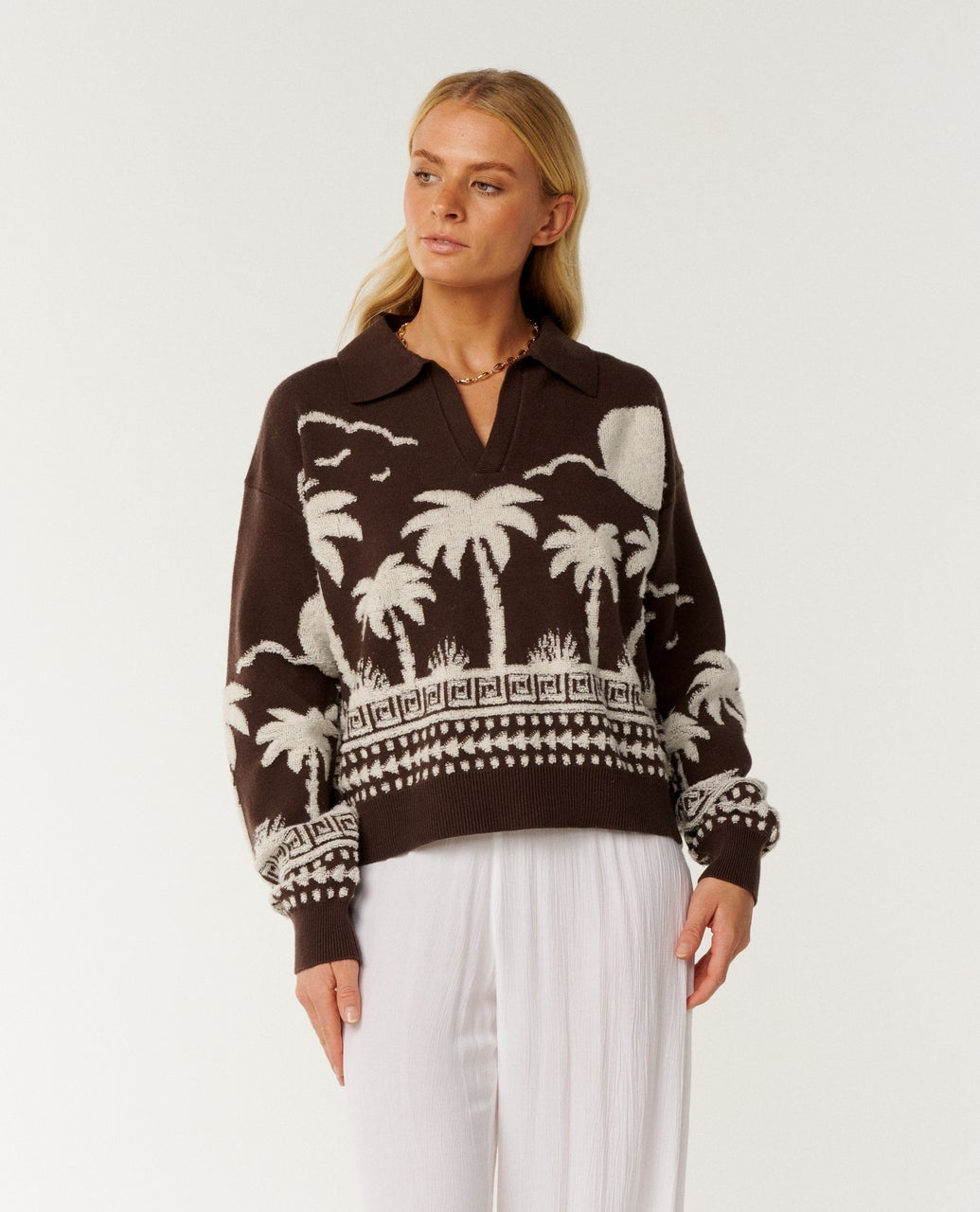 Paraiso Jacquard Sweater in Brown