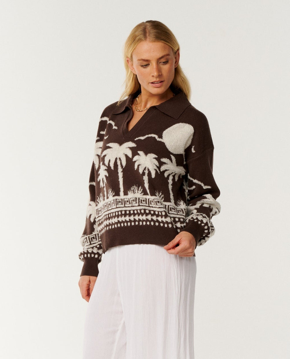 Paraiso Jacquard Sweater in Brown