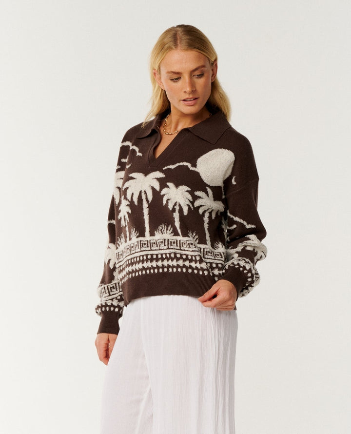 Paraiso Jacquard Sweater in Brown