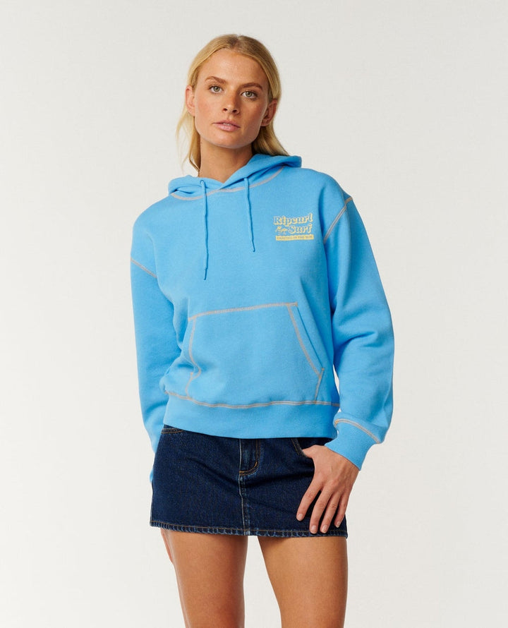 Beach Club Pull Over Hoodie in Light Blue