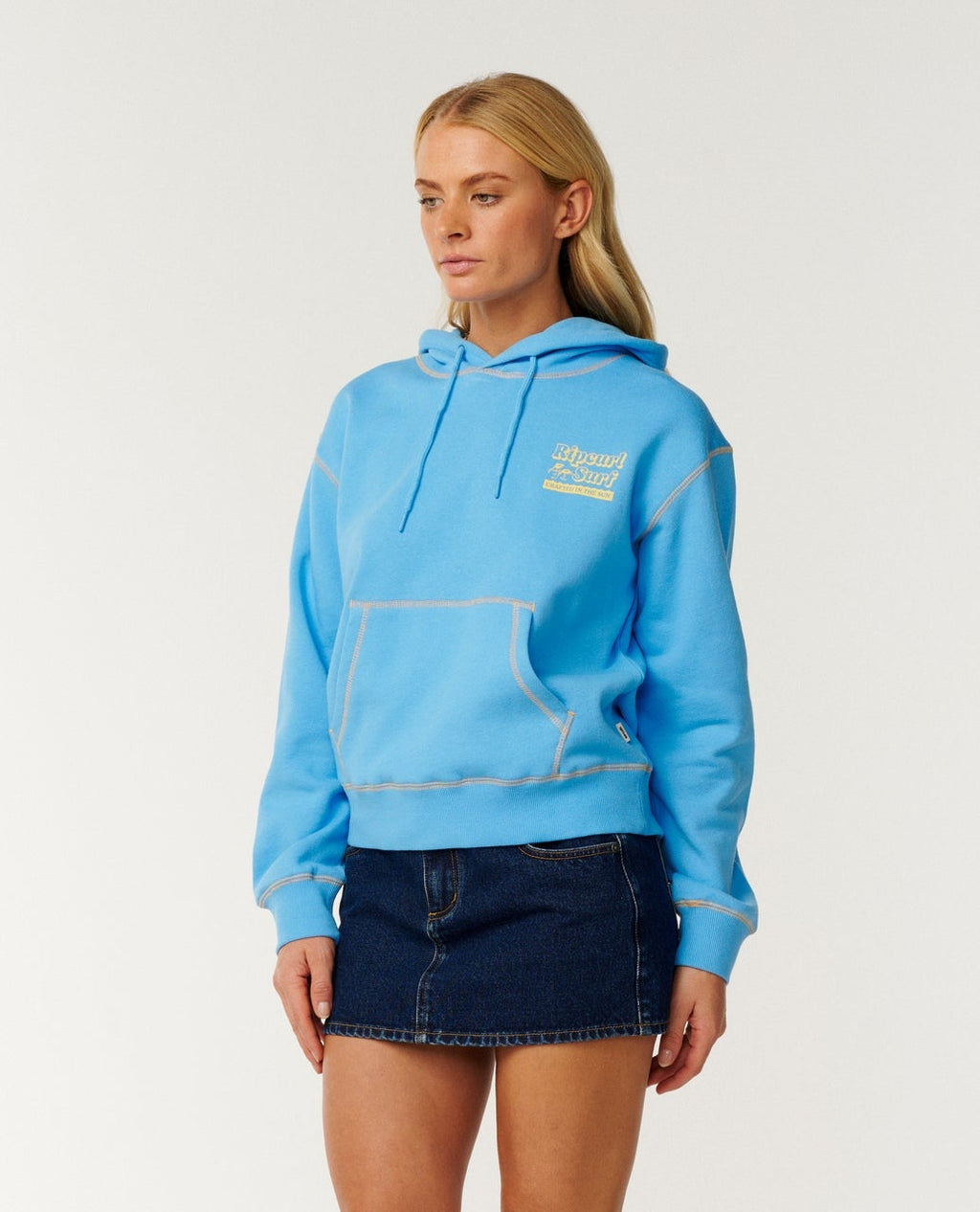 Beach Club Pull Over Hoodie in Light Blue