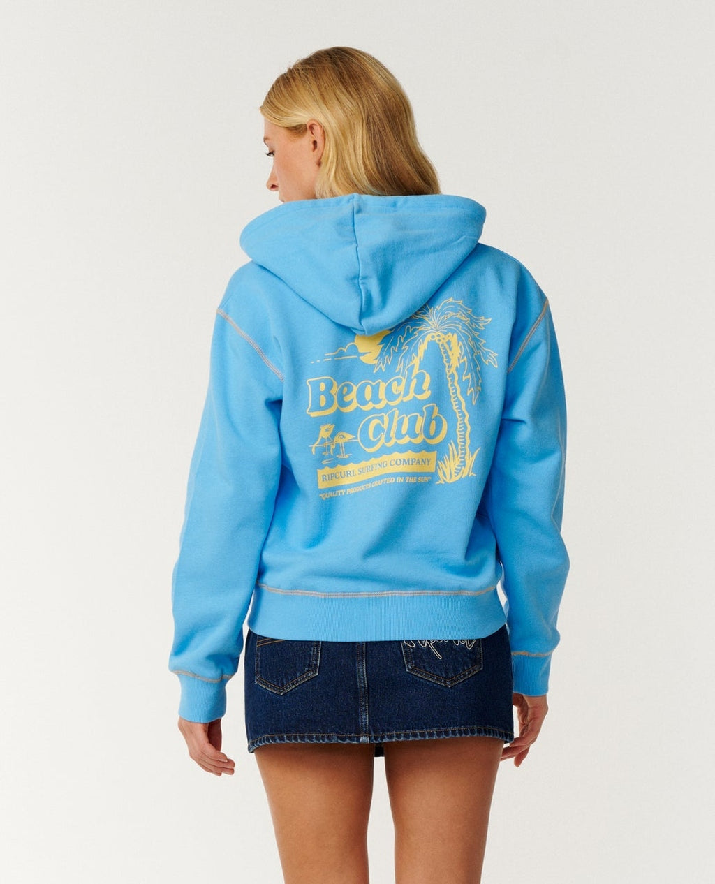 Beach Club Pull Over Hoodie in Light Blue