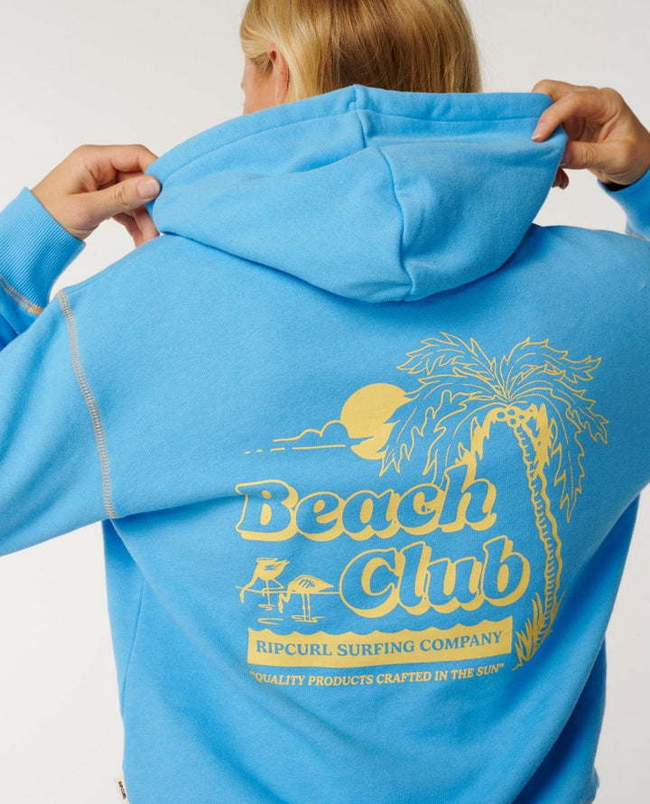 Beach Club Pull Over Hoodie in Light Blue