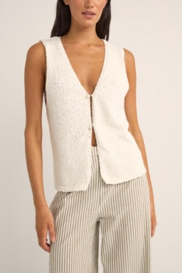 Adele Longline Knit Vest in White