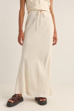 Bias Cut Maxi Skirt in White