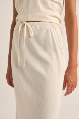 Bias Cut Maxi Skirt in White