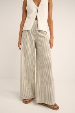 Valley Stripe Wide Leg Pant in Ivy