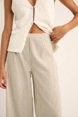 Valley Stripe Wide Leg Pant in Ivy