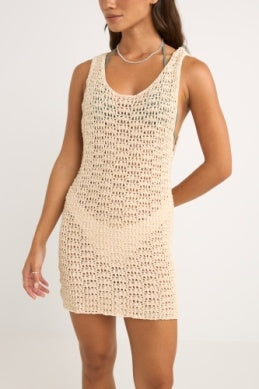 Maddie Knit Scoop Neck Mini Dress in Cream