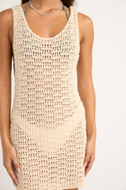 Maddie Knit Scoop Neck Mini Dress in Cream