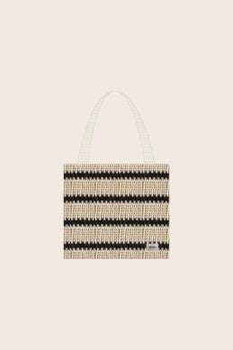 Sol Stripe Crochet Tote Bag in Black