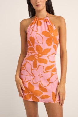 Bora Bora Floral Halter Mini Dress in Pink